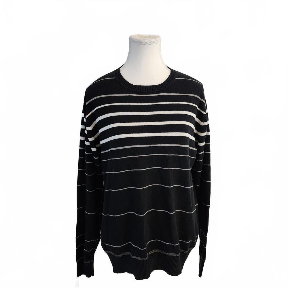 Park Slope Women's Black and White Striped Sweater Size L